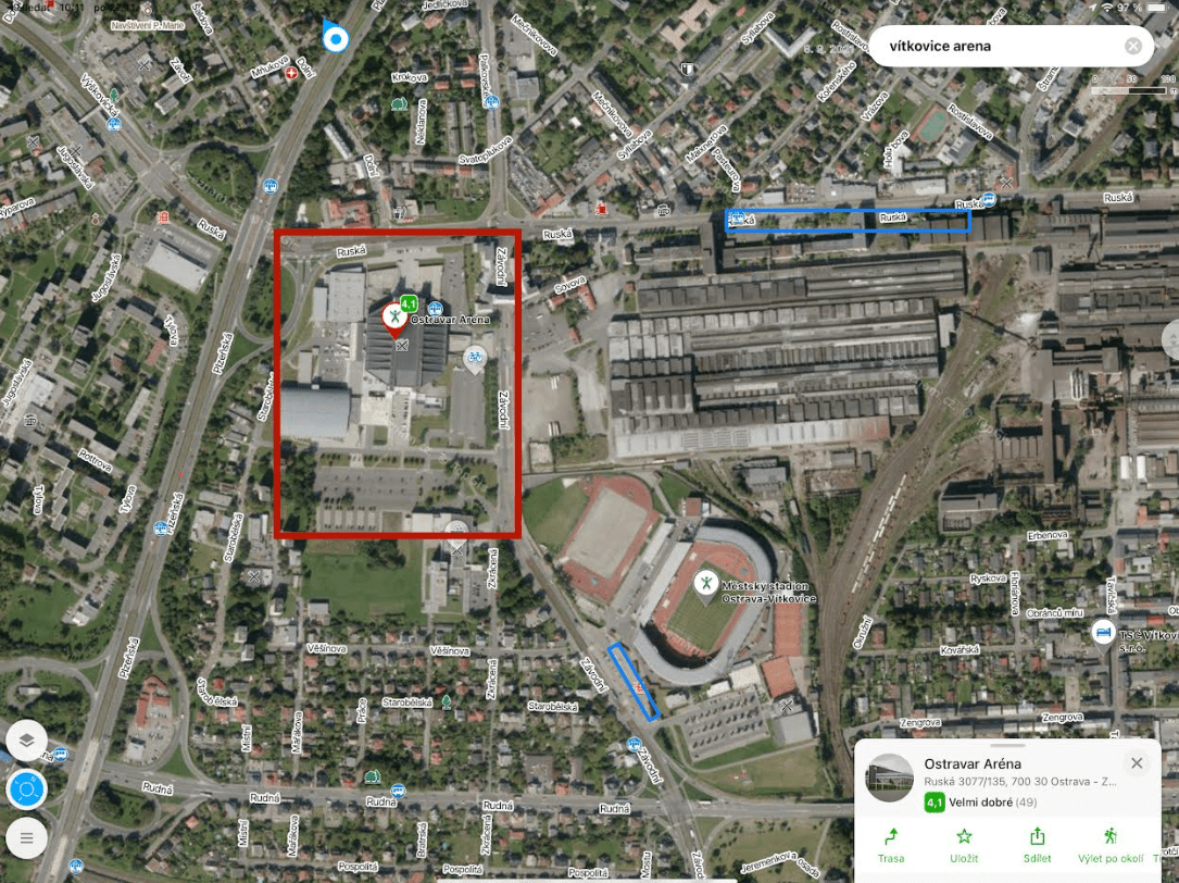 mapa stanic nextbike během ms v hokeji